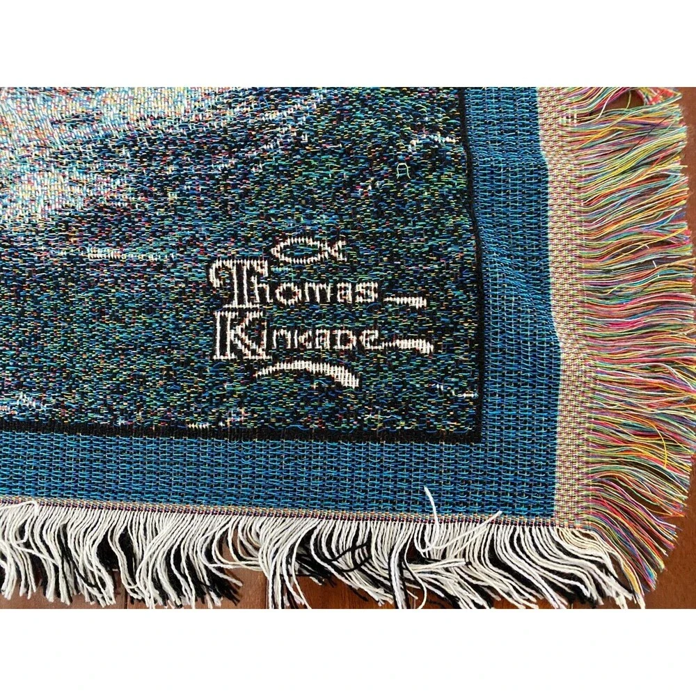 NEW Thomas Kinkade Throw Blanket Conquering the Storms Lighthouse Psalm 91:2 Vtg